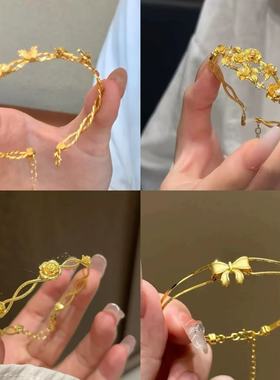 新中式古法黄金色手链气质复古