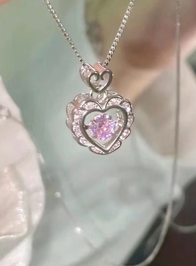 桃色星系爱心项链女轻奢小众