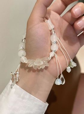 新中式古风莲花手链高颜值串珠百搭清新手链清冷送女友