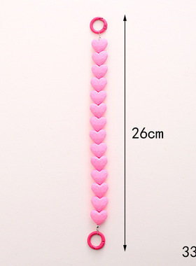 新款手感漆切面桃心串珠手机链