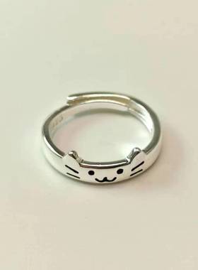 猫狗日记戒指女小猫情侣对戒小众设计感开口可调节食指戒
