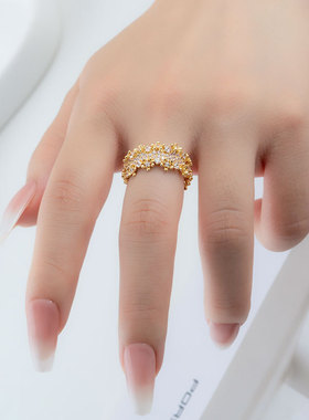 轻奢高级感满天星开口戒指女小众