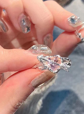 心粉色爱心戒指女年新品指环时尚