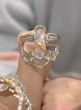 天使恶魔戒指小众设计感