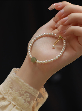 新款施家珍珠手链女和田玉吊坠