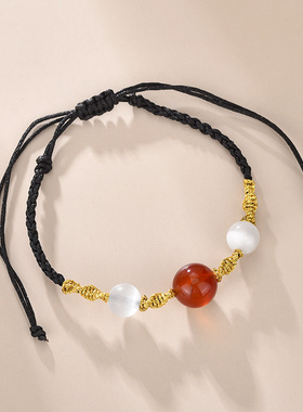 红玛瑙色手链项链女招财招桃花