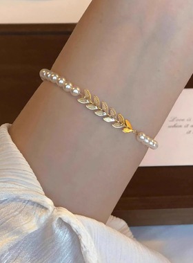 月桂叶女神珍珠手链小众设计