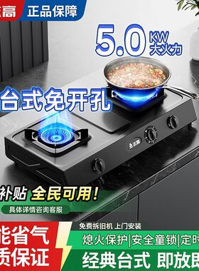 志高燃气灶定时燃气灶台式家用厨房天然气液化气猛火燃气灶双灶头