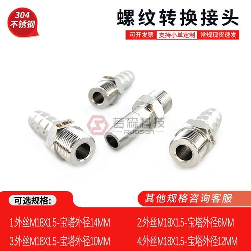 1058.外丝M18X1.5-宝塔14MM不锈钢接头 配件软管水管皮管 格林头 - 图2