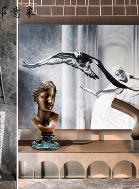 优邸铜雕像抽象摆件新中式手工