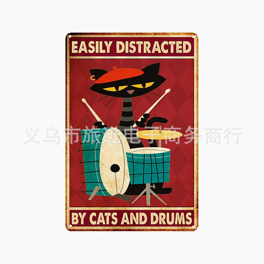 European Retro Cat Decoration Tin Painting Retro Decoration Amazon Wish AliExpress Source