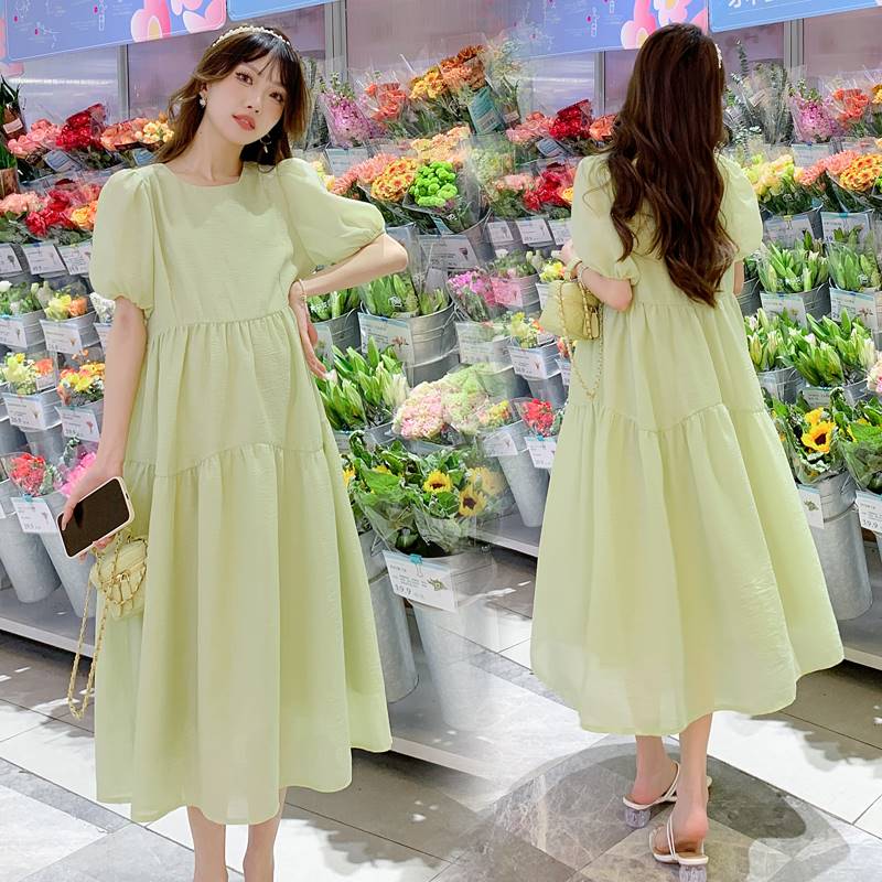 2023新款韩版孕妇装夏季法式气质连衣裙显瘦大码女装中长款孕妇裙