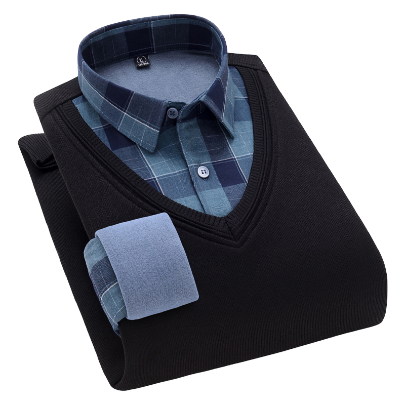 保罗冬季加绒套头毛衣男青年针织衫 保罗奢悍针织衫/毛衣