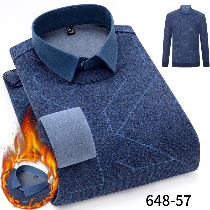 保罗冬季加绒套头毛衣男青年针织衫 保罗奢悍针织衫/毛衣