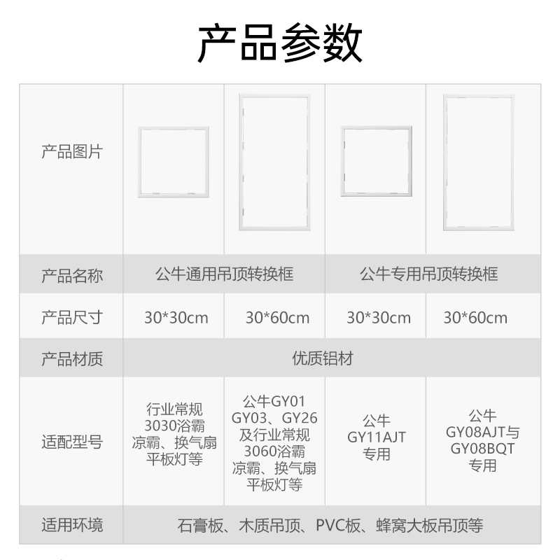 公牛转换框平板灯浴霸安装支架300X300X600石膏板蜂窝大板转接框 - 图3