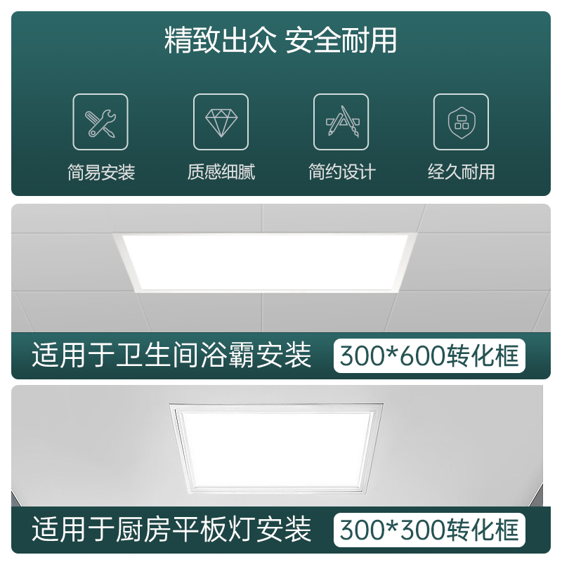 公牛转换框平板灯浴霸安装支架300X300X600石膏板蜂窝大板转接框 - 图0