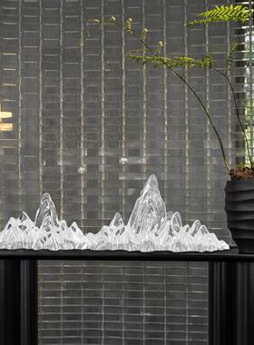 透明假山形树脂雕塑现代办公室酒店客厅家居软装饰工艺品装置摆件