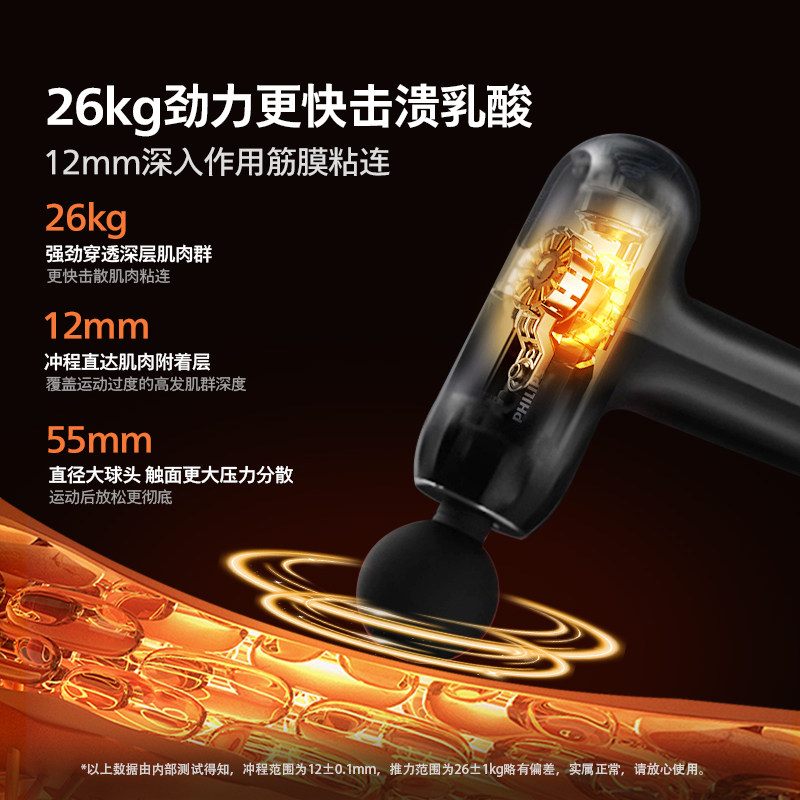 飞利浦小钢炮筋膜枪MAX运动肌肉按摩器放松多功能按摩枪圣诞礼物