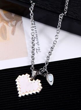 闺蜜信物姐妹一对情侣相吸姐妹闺蜜项链男女一对爱心磁吸灵魂心形