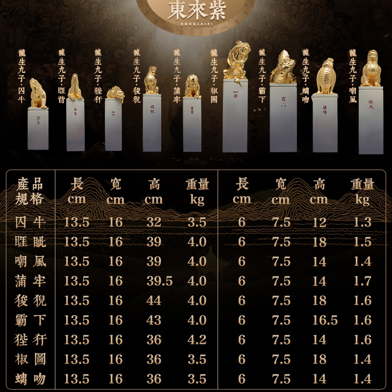 铜贴金龙生九子摆件大号囚牛睚眦嘲风狻猊供奉创意家居工艺品