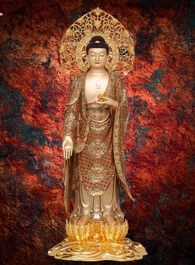 东来紫重工宝相释迦摩尼神像三宝佛像如来佛祖阿弥陀佛西方三圣