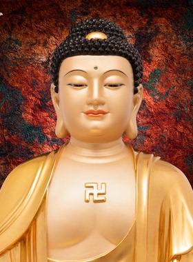 释迦摩尼神像三宝佛像如来佛祖阿弥陀佛药师佛娑婆三圣东来紫铜像