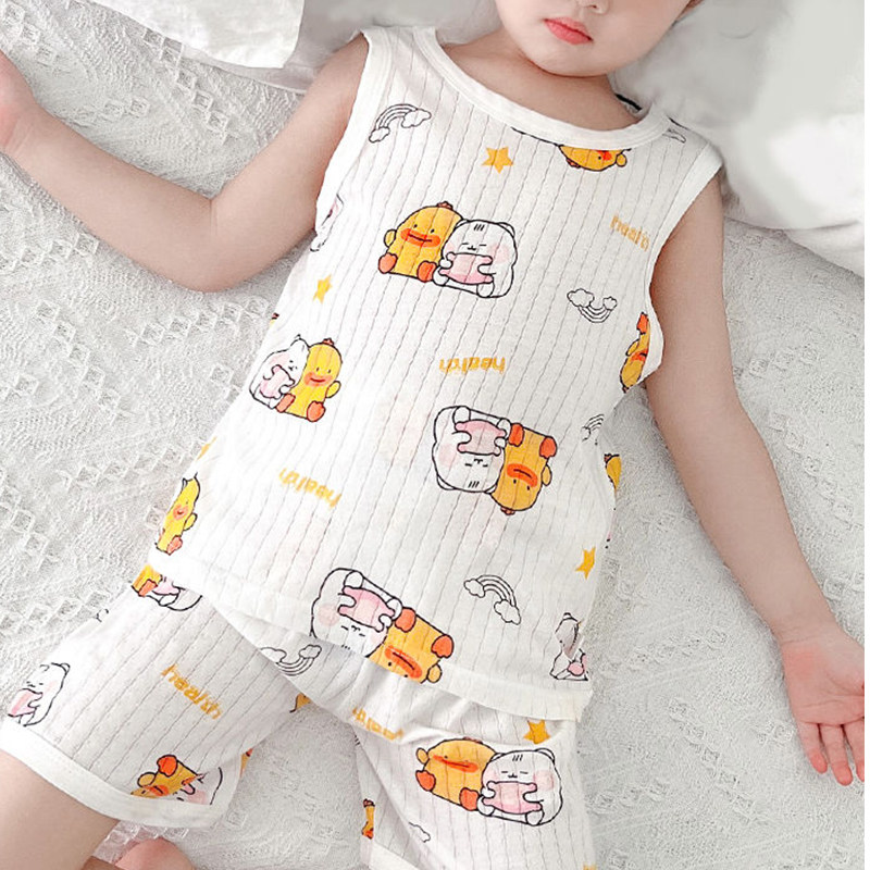 儿童背心短裤夏季薄款2024新款 a类无袖纯棉男女童无袖小背心短裤,淘宝优惠券,粉丝福利购,淘宝优惠卷