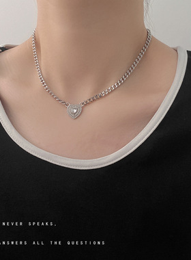 镶钻爱心钛钢ins冷淡风百搭吊坠