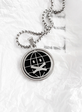 旋转笑脸项链男女ins嘻哈卫衣链