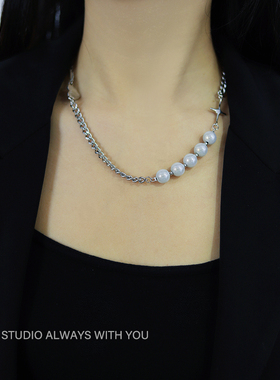 CRIVLA新款反光拼接女INS项链