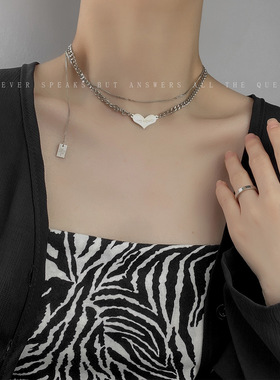 欧美爱心项链ins冷淡风小众吊坠