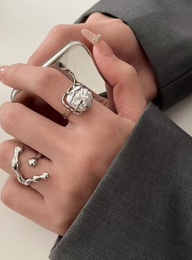 不规则淡水珍珠戒指男女设计小众