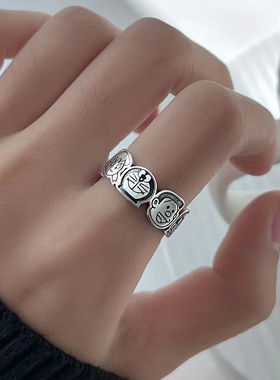 卡通哆啦A梦开口戒指男女潮生