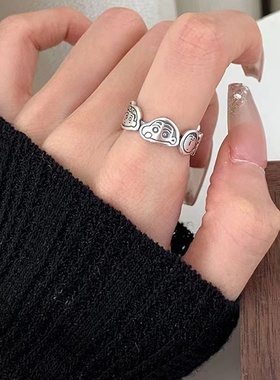 CRIVLA可爱动漫卡通人小新戒指女ins简约小众设计感开口调节食指