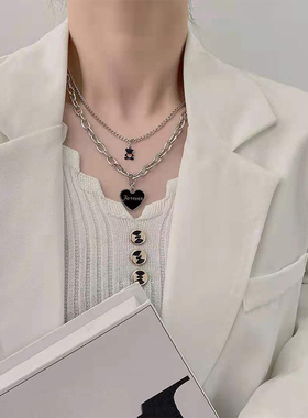 crivla潮牌小熊字母钛钢酷风链子