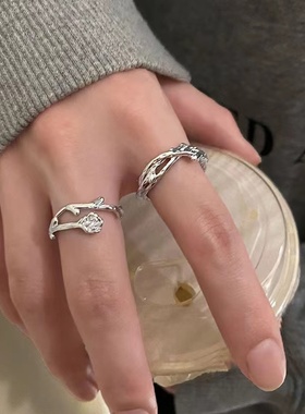 CRIVLA蓝桉已遇释槐鸟戒指男女士小众设计高级感情侣开口调节食指