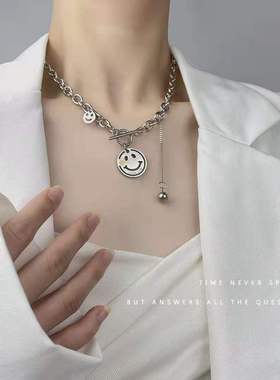 crivla笑脸四叶草网红锁骨链子