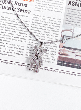 CRIVLA满钻小熊项链女夏季嘻哈土酷蹦迪情侣卡通男潮卫衣毛衣链