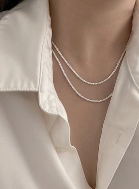 CRIVLA欧美项链女ins潮意大利VICENZA波光粼粼闪光简约百搭锁骨链