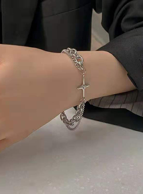 crivla复古十字架镶钻冷淡风手链