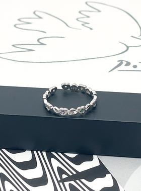 CRIVLA时尚爱心彩钻戒指女2025ins个性设计冷淡风开口可调节食指