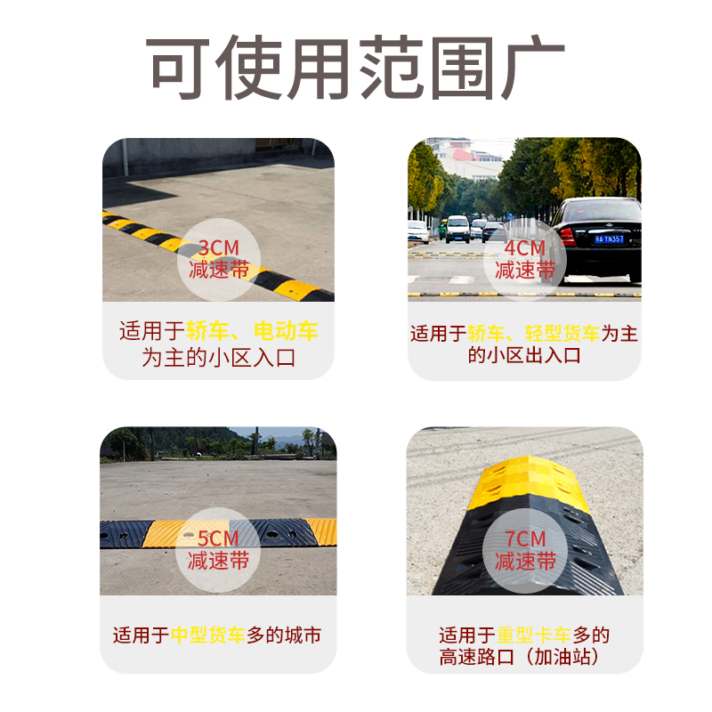 减速带橡胶道路公路减速板汽车限速缓冲带家用车库马路牙子斜坡垫 - 图0