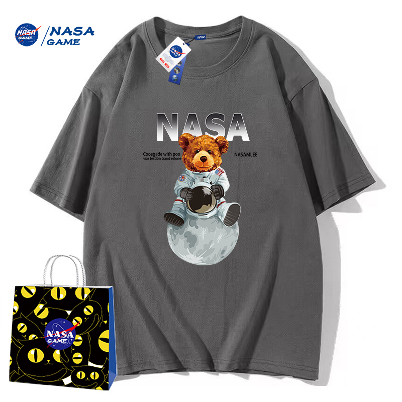 NASA GAME官网联名直播新品2024纯棉短袖t恤男女潮牌上衣情侣装T