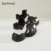 Daphne Daphne 6CM heightening ~ old daddy shoes women Winter new cotton shoes thick black and white plus suede sneakers