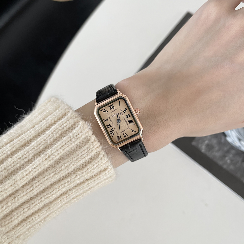 赵露思桑稚同款手表女款学生小众复古精致百搭女士轻奢职场小方表 - 图3