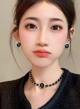 明星同款复古皮革编织小香风项链