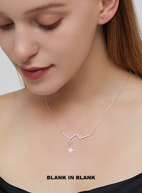 折线星光项链女纯银精致设计感