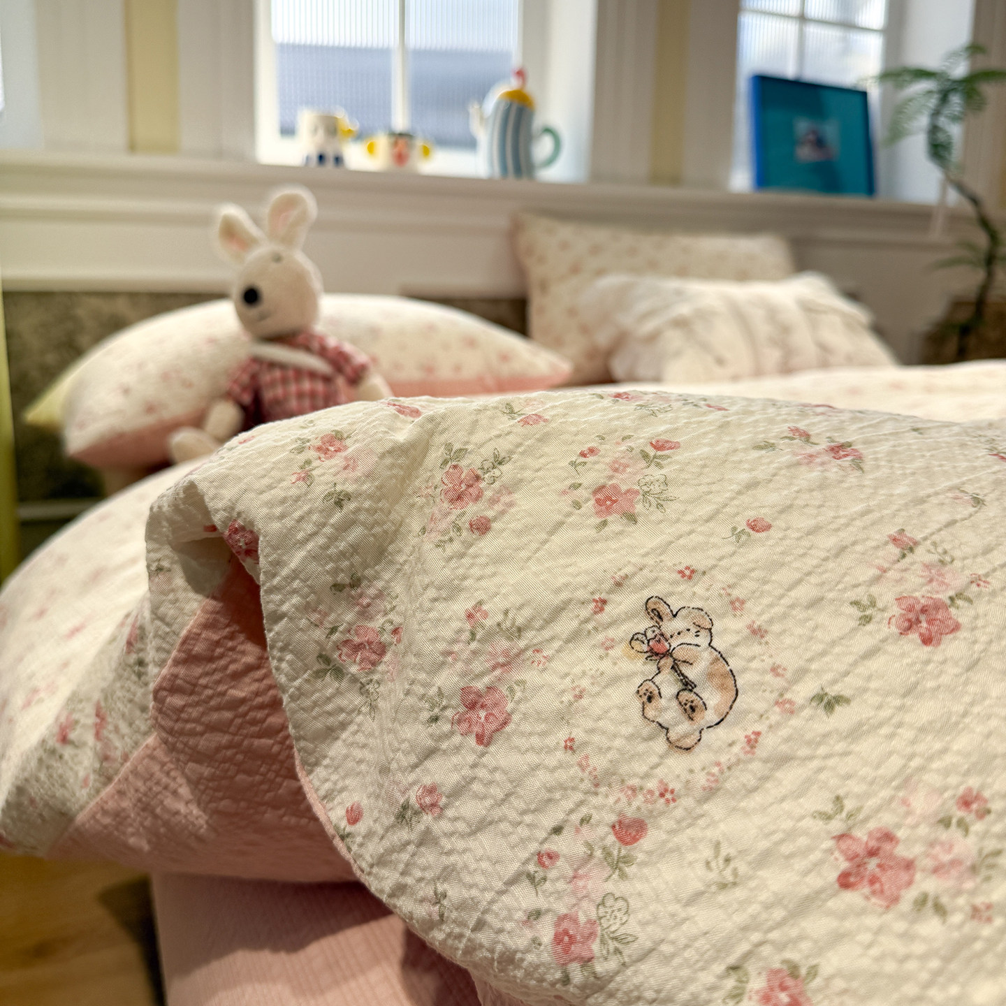 A类双层纱棉布四件套棉被套被罩床单2025新款学生宿舍床笠三件套4