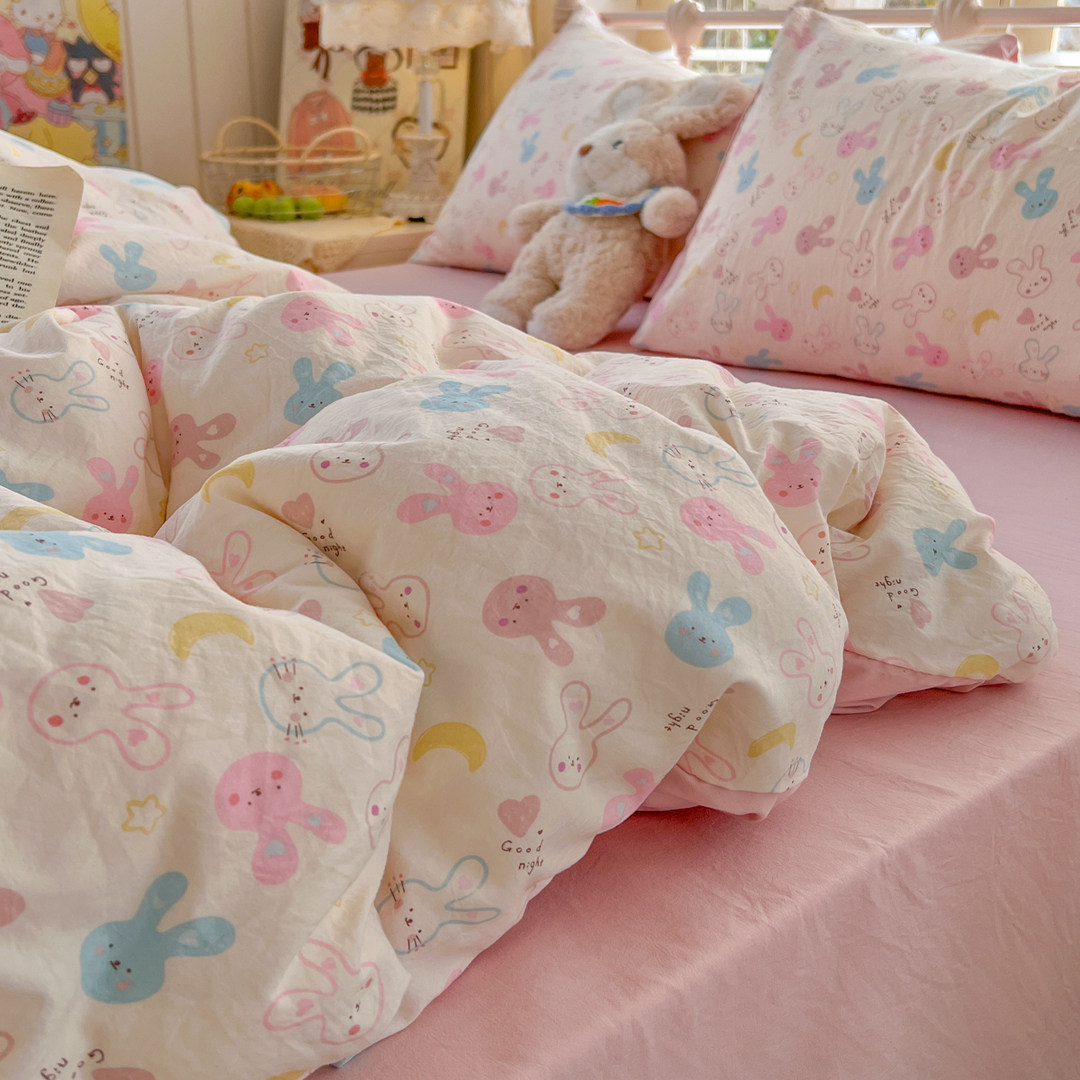 A类四件套全棉被套床单加厚纯棉被罩床笠床上用品学生宿舍三件套4