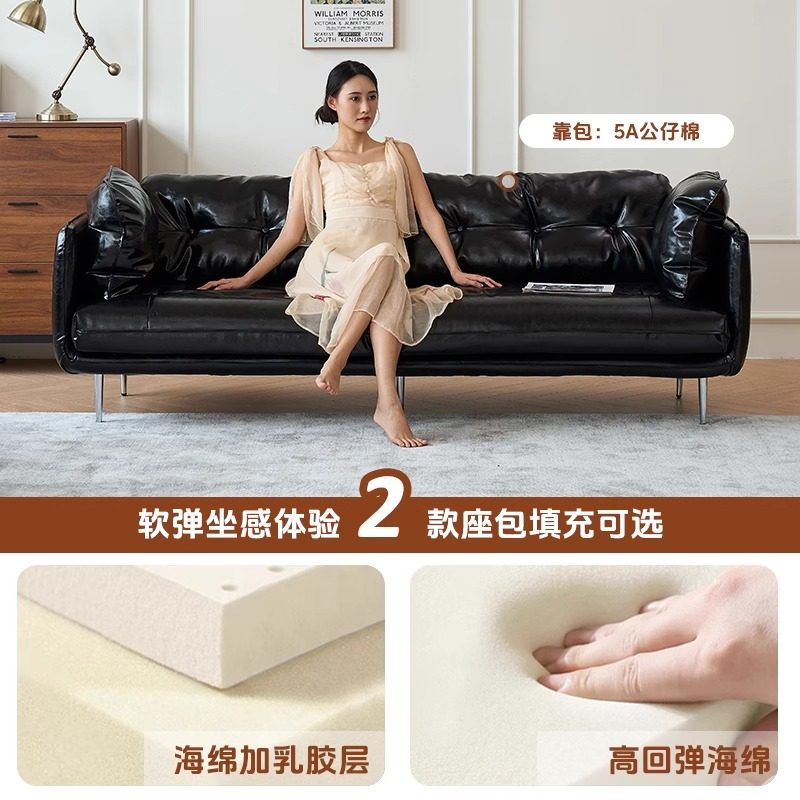 复古风油蜡真皮沙发椅头层牛皮大小户型客厅2025新款中古风沙发,淘宝优惠券,粉丝福利购,淘宝优惠卷